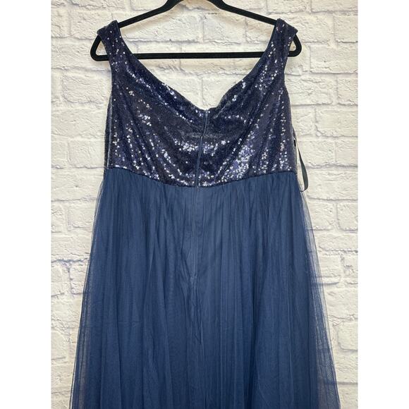 Ever Pretty Navy Sequin & Net Full Length Sleeveless Formal Gown Size 20 - Picture 4 of 5